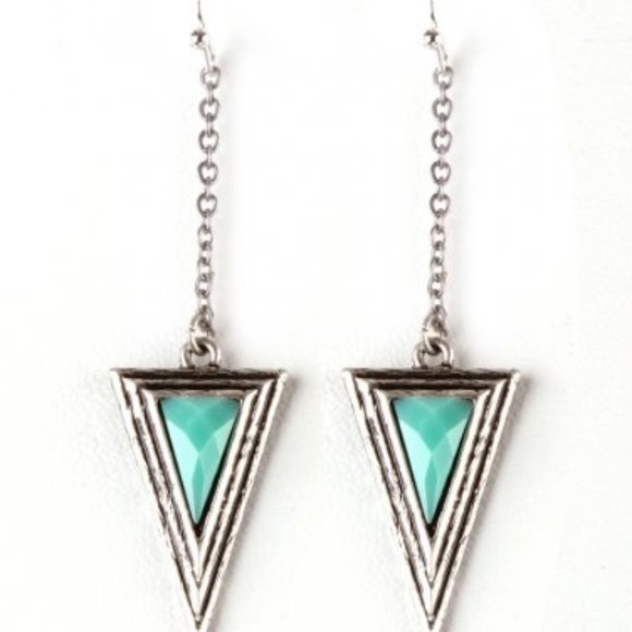 Jewelry - Turquoise Triangle Dangle Earrings
